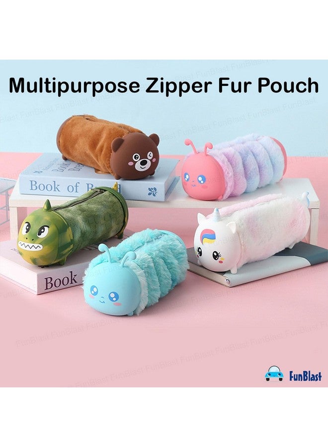 FunBlast Pencil Pouch for Girls, Soft Plush Pouch for Girls, Multipurpose Zipper Fur Pouch, Aesthetic Pouch for Girls, Kawaii Pencil Case, Cute Pouches for Girls, Return Gift for Kids (Multicolor) - Image 5