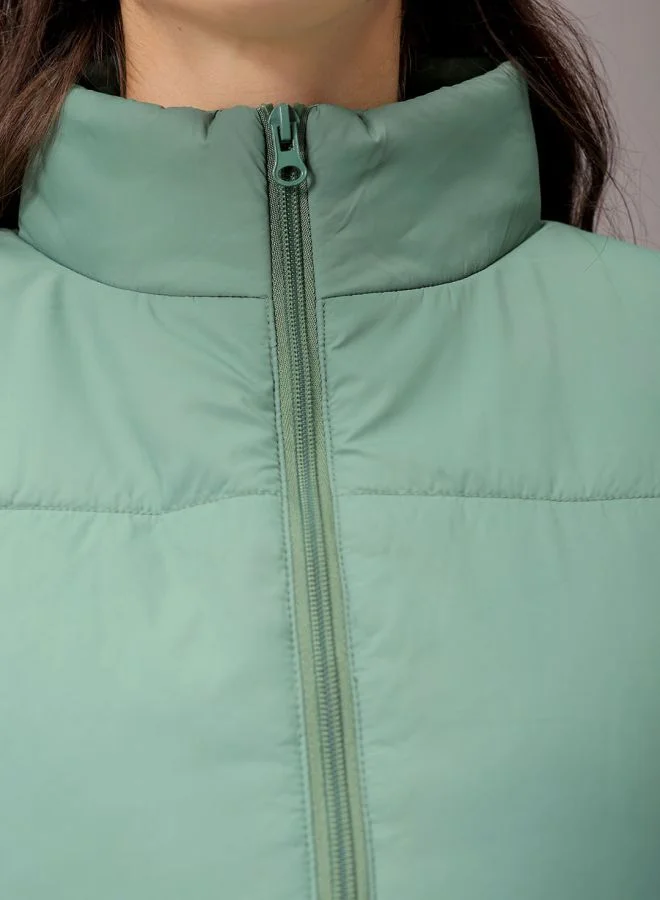 Freehand Women Regular Fit Solid Quilted Jacket