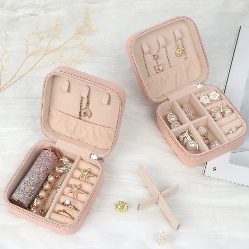 MFXIP Travel Jewelry Case Small Jewelry Box Jewelry Organizer Storage Case Portable PU Leather Mini Jewelry Travel Case for Girls Womens Earring, Necklace, Rings,Bracelets - Image 5