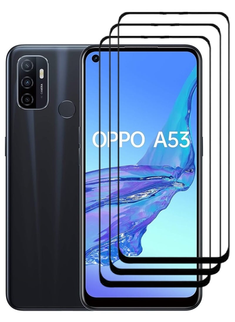AINA 3 Pieces Tempered Glass Screen Protector 5D Designed For Oppo A53 Full Glue Edge to Edge Full Screen Coverage And Bubble Free - Image 1