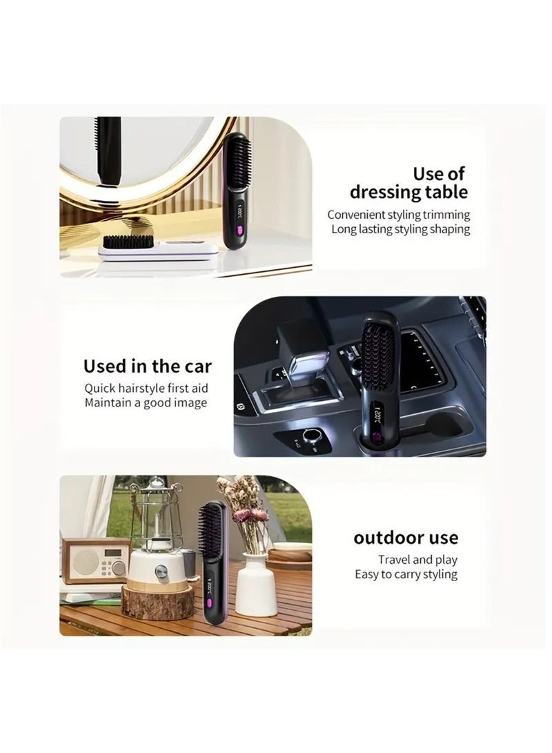 3-Speed Portable Hair Straightener - Fast Heating, Constant Temperature Anti-Hot Design, LED Display, USB Charging - Professional Shape Long-Lasting Bright for Home, Travel, Holidays (Black) - Image 5