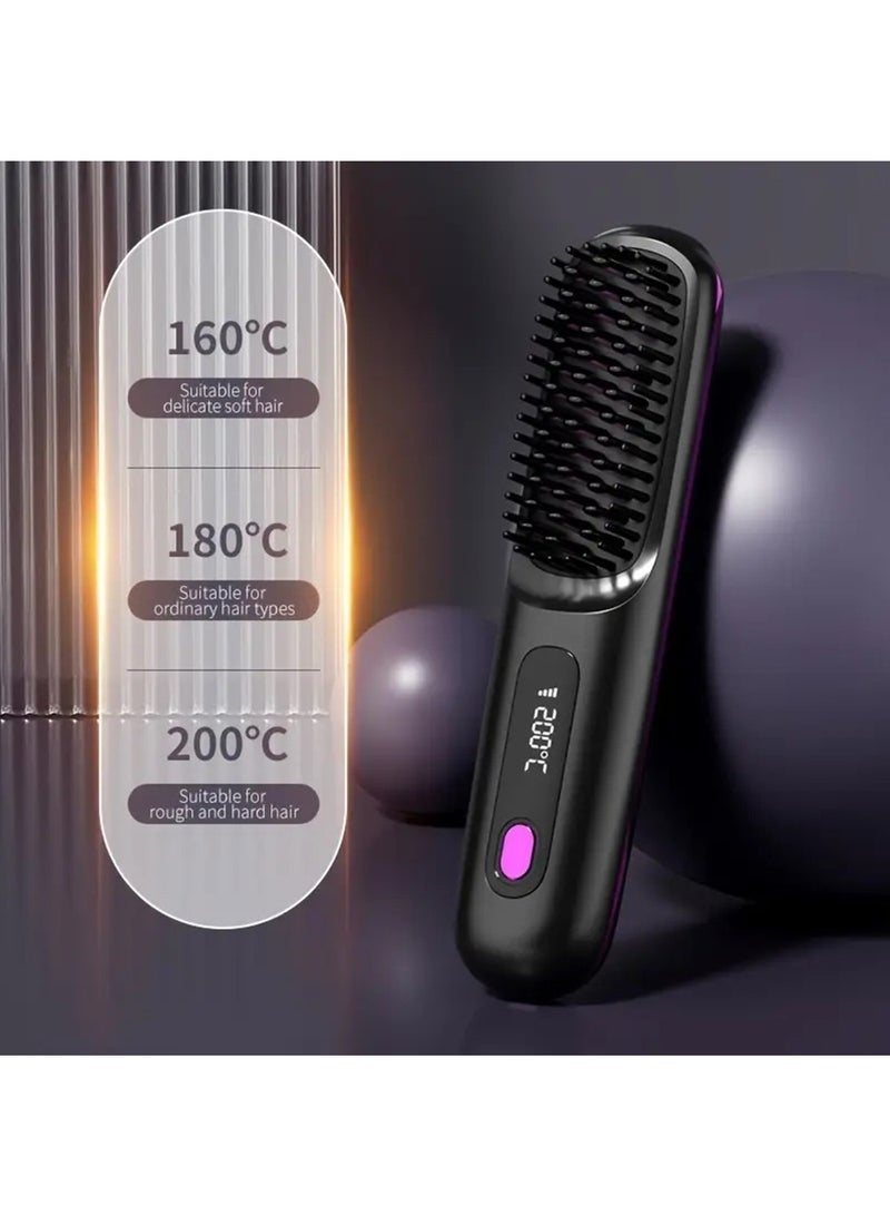 3-Speed Portable Hair Straightener - Fast Heating, Constant Temperature Anti-Hot Design, LED Display, USB Charging - Professional Shape Long-Lasting Bright for Home, Travel, Holidays (Black) - Image 2