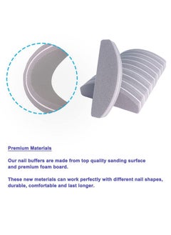 GigaGround 20 PCs Nail Buffers, Double Sided Nail Files Buffer Blocks 100/180 Grit Portable Washable Sanding Buffing File Arc Shape (Grey)  - Image 4