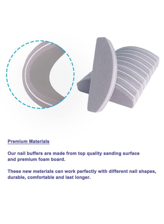 GigaGround 20 PCs Nail Buffers, Double Sided Nail Files Buffer Blocks 100/180 Grit Portable Washable Sanding Buffing File Arc Shape (Grey) - Image 4