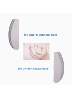 GigaGround 20 PCs Nail Buffers, Double Sided Nail Files Buffer Blocks 100/180 Grit Portable Washable Sanding Buffing File Arc Shape (Grey)  - Image 3