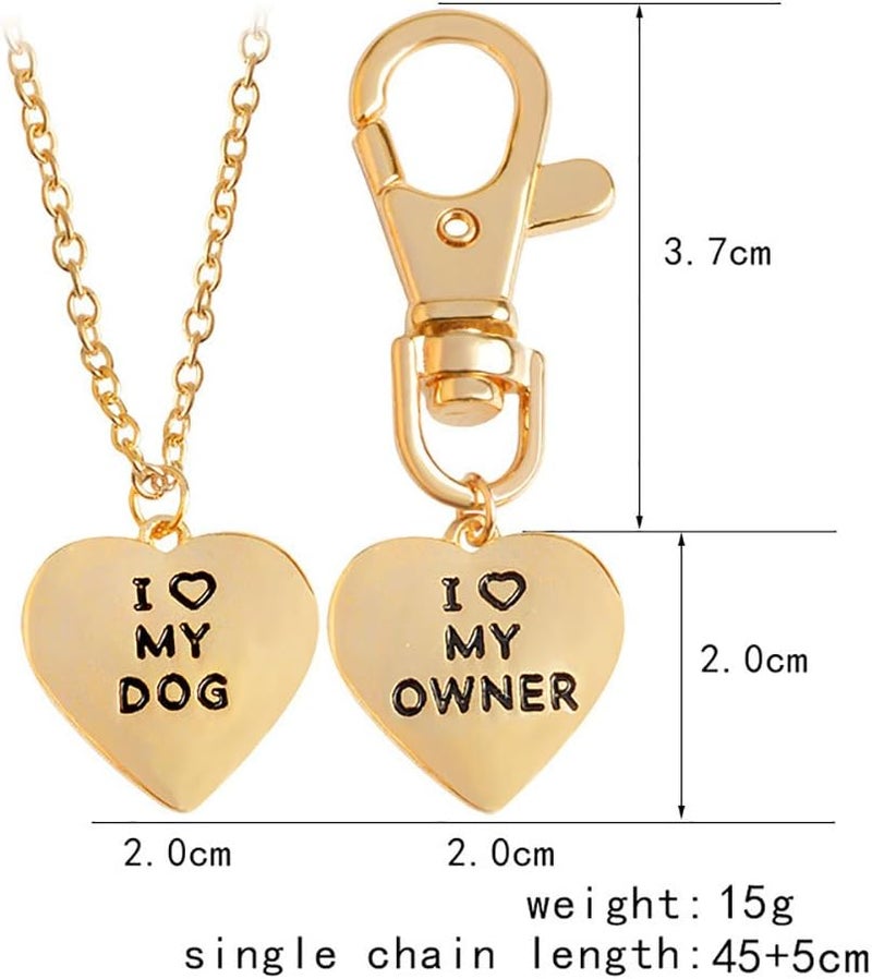Meiligo ® Fashion 2 Pcs Best Friends Friendship Love Heart Necklace Key Chain Owner and Dog Pendant - Image 3