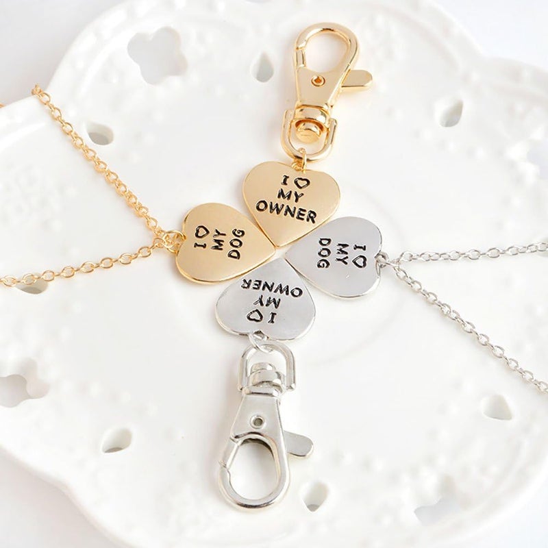 Meiligo ® Fashion 2 Pcs Best Friends Friendship Love Heart Necklace Key Chain Owner and Dog Pendant - Image 4