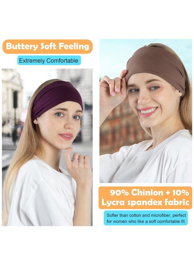 RITOPER 10 Pack Wide Headbands, Workout Yoga Running Boho Hair Wraps, Non-Slip Thick Sweat Bands for Active Women  - Image 3