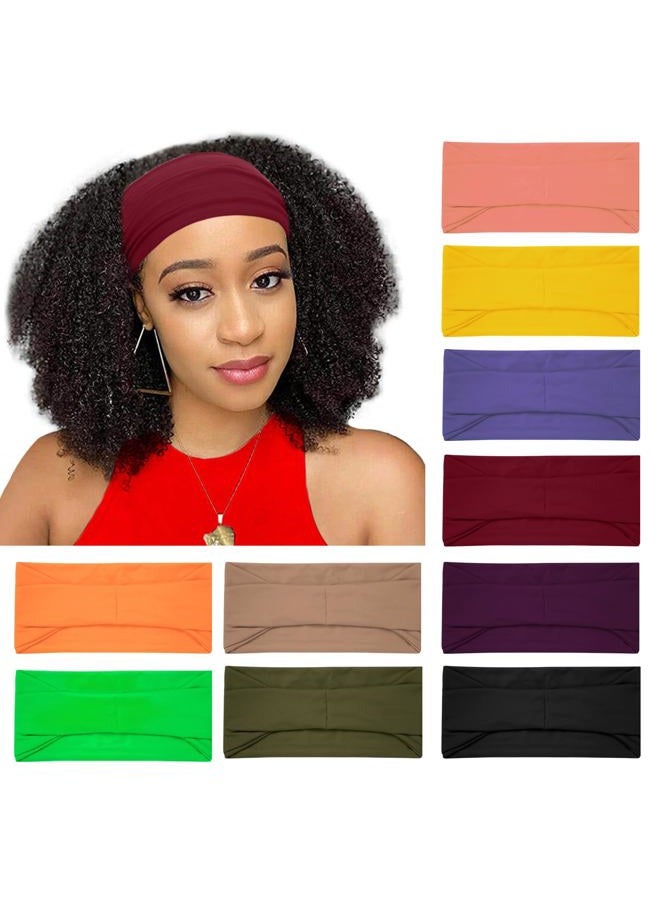 RITOPER 10 Pack Wide Headbands, Workout Yoga Running Boho Hair Wraps, Non-Slip Thick Sweat Bands for Active Women  - Image 1