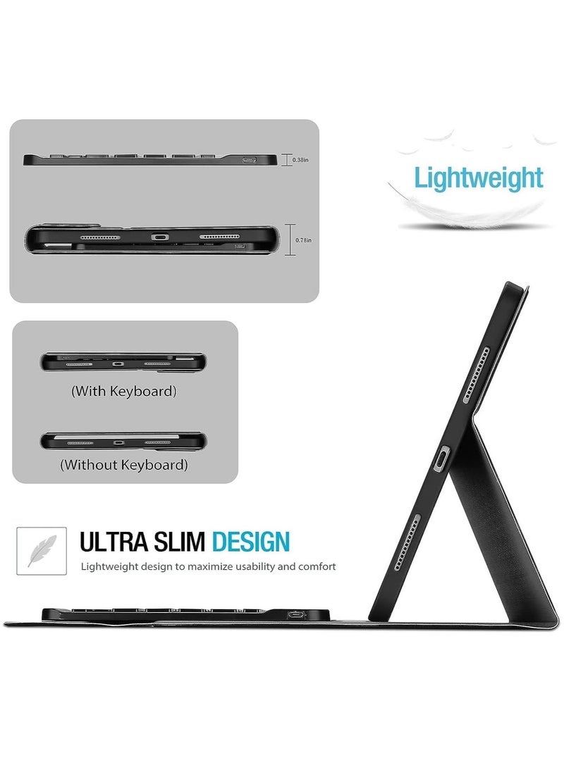 ماركة غير محددة iPad 10 Keyboard Case 10.9“2022, Slim Smart Keyboard Case for iPad 10th Gen 2022,Detachable Wireless Keyboard,Pencil Holder（Black)  - Image 4