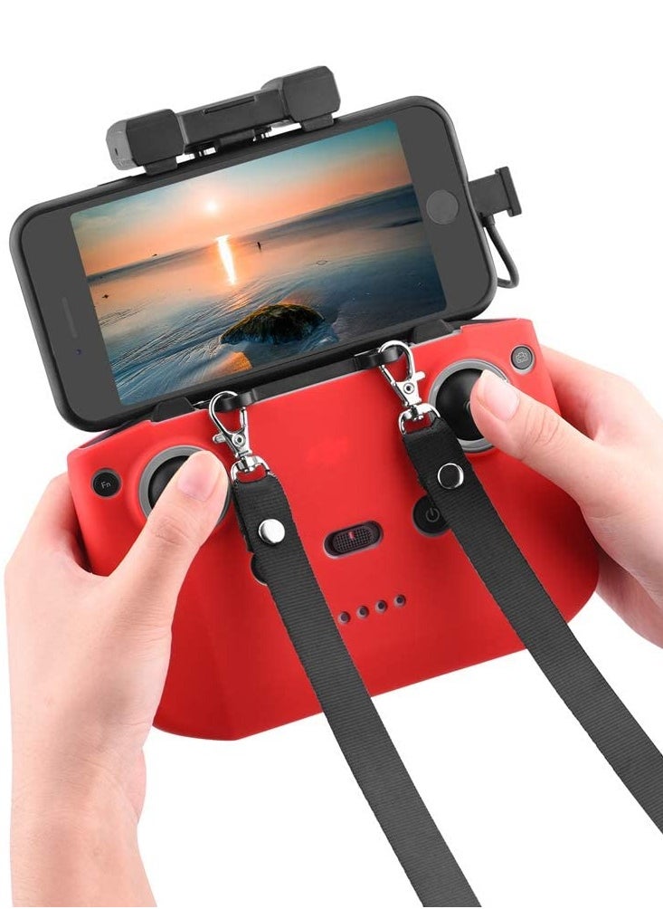SYOSI - Drone Remote Control Cover, Silicone Protective Cover for DJI Mavic 3 / Air 2S / Mavic Air 2 / DJI Mini 2 Drone Remote Control Accessories with Lanyard and Anti-Drop Strap Clip (Red) - Image 1