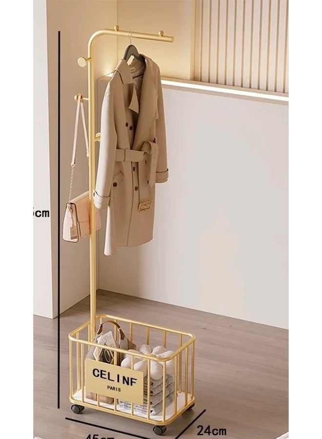 SHEE ONE Elegant clothes rack with storage basket and wheels for easy movement - Image 3