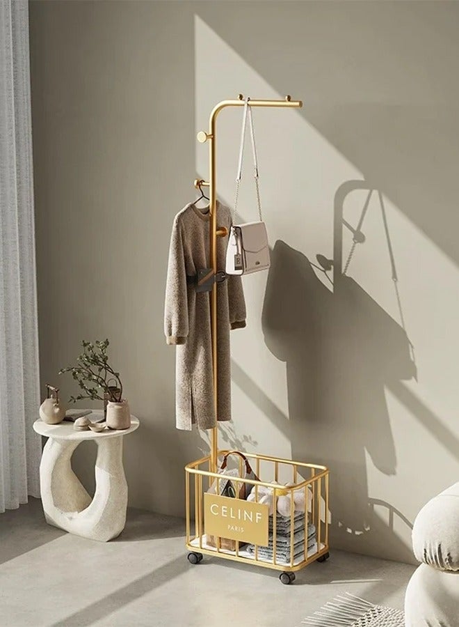 SHEE ONE Elegant clothes rack with storage basket and wheels for easy movement - Image 2
