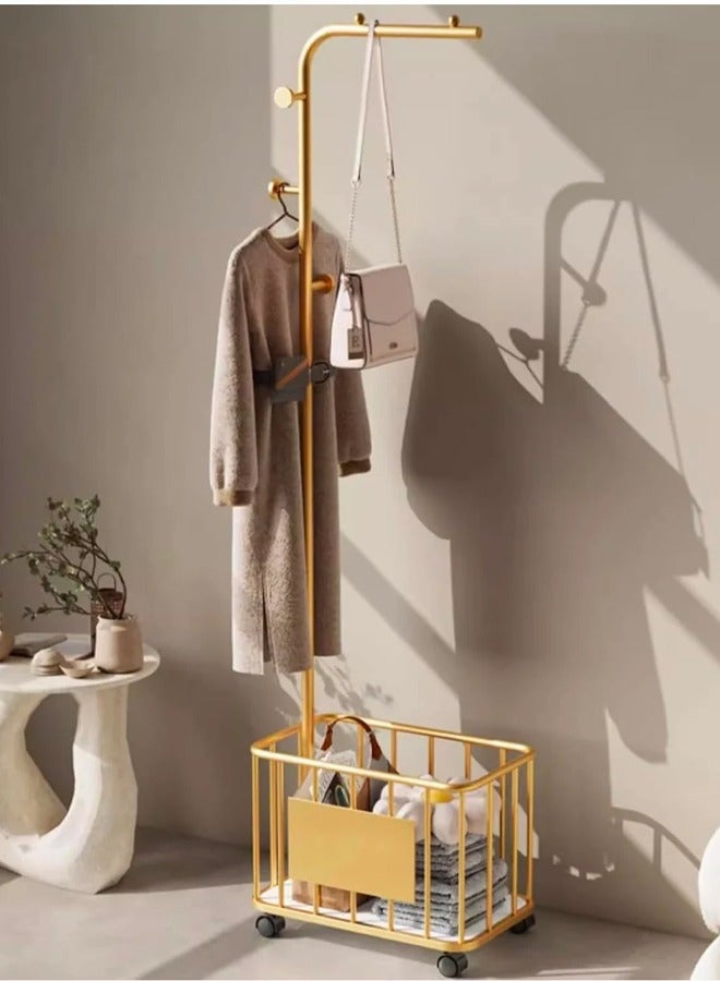 SHEE ONE Elegant clothes rack with storage basket and wheels for easy movement - Image 4