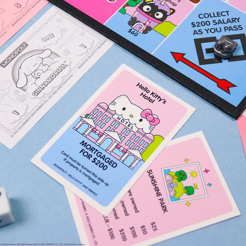 USAopoly Monopoly: Hello Kitty and Friends, Buy, Sell, Trade Buildings from The Animated Series, Featuring My Melody, Badtz-Maru, Keroppi, Classic Monopoly Game, Officially-Licensed Hello Kitty Merchandise - Image 4
