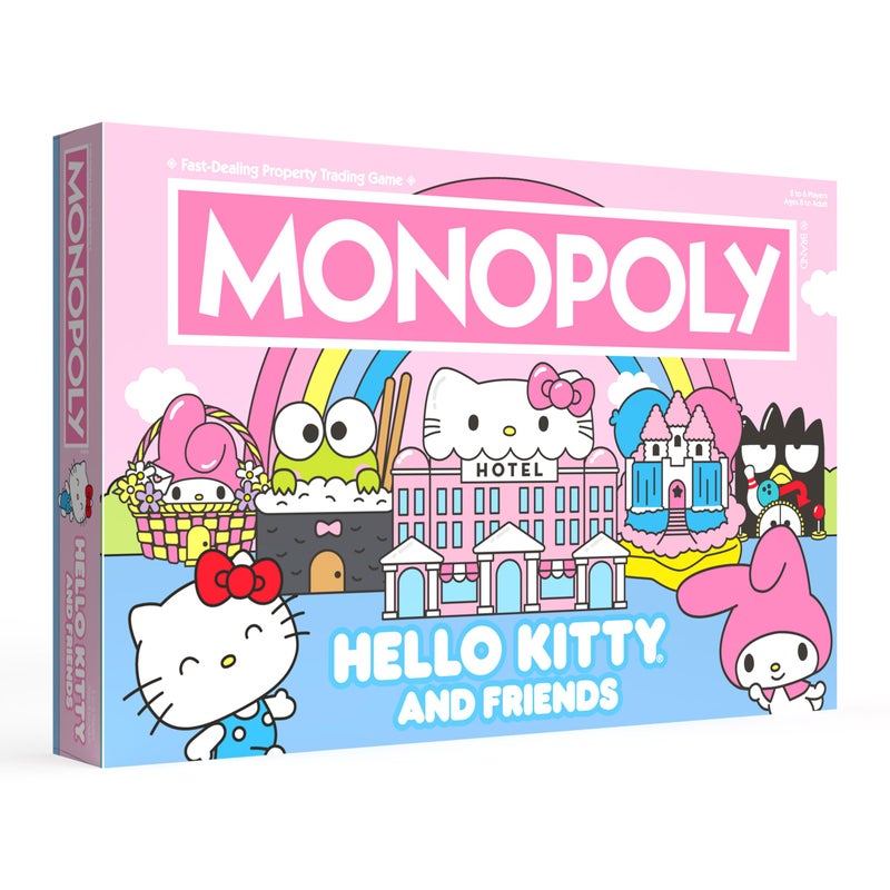USAopoly Monopoly: Hello Kitty and Friends, Buy, Sell, Trade Buildings from The Animated Series, Featuring My Melody, Badtz-Maru, Keroppi, Classic Monopoly Game, Officially-Licensed Hello Kitty Merchandise - Image 1