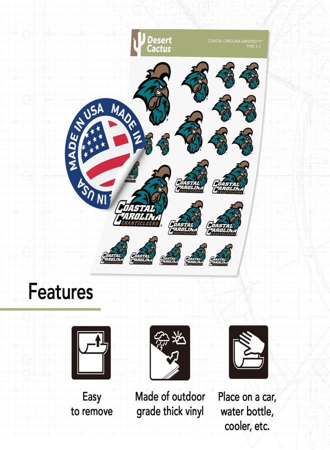 Desert Cactus Coastal Carolina University Sticker Chanticleers CCU Vinyl Decals Laptop Water Bottle Car Scrapbook Sheet T1 (Type 1-1) - Image 4
