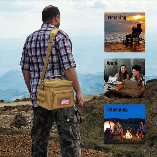 ATRIPACK Lunch Box for Men, Tactical Lunch Bag MOLLE Webbing Leakproof Insulated Large Lunch Cooler Women Adult Meal with Adjustable Shoulder Strap Durable Lunch Pail (Brown) - Image 2