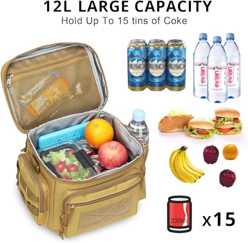 ATRIPACK Lunch Box for Men, Tactical Lunch Bag MOLLE Webbing Leakproof Insulated Large Lunch Cooler Women Adult Meal with Adjustable Shoulder Strap Durable Lunch Pail (Brown) - Image 3