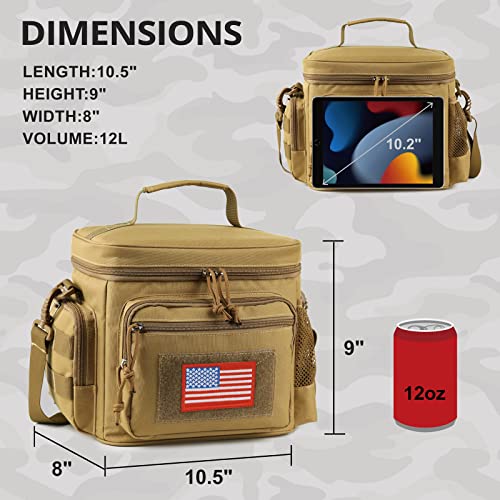 ATRIPACK Lunch Box for Men, Tactical Lunch Bag MOLLE Webbing Leakproof Insulated Large Lunch Cooler Women Adult Meal with Adjustable Shoulder Strap Durable Lunch Pail (Brown) - Image 5