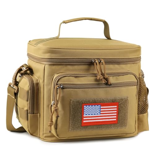 ATRIPACK Lunch Box for Men, Tactical Lunch Bag MOLLE Webbing Leakproof Insulated Large Lunch Cooler Women Adult Meal with Adjustable Shoulder Strap Durable Lunch Pail (Brown) - Image 1