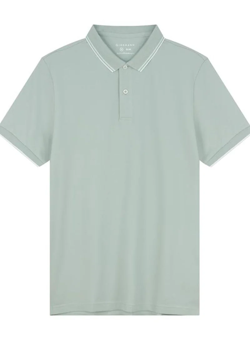 Men’s Slim Pique Solid Polo with Flat Knit Collar