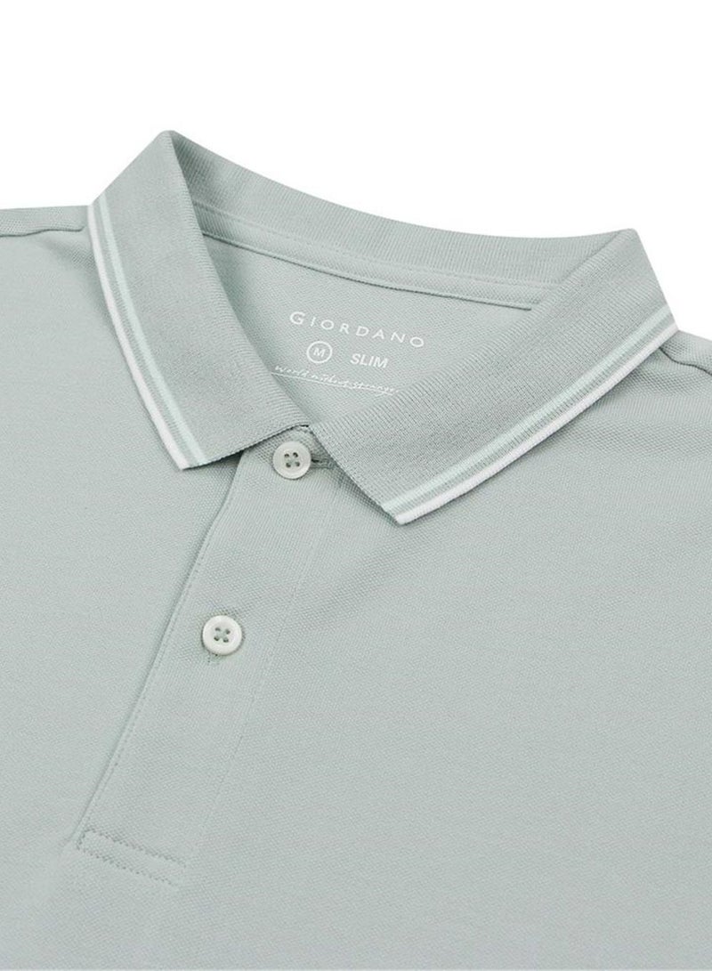 GIORDANO Men’s Slim Pique Solid Polo with Flat Knit Collar - Image 3
