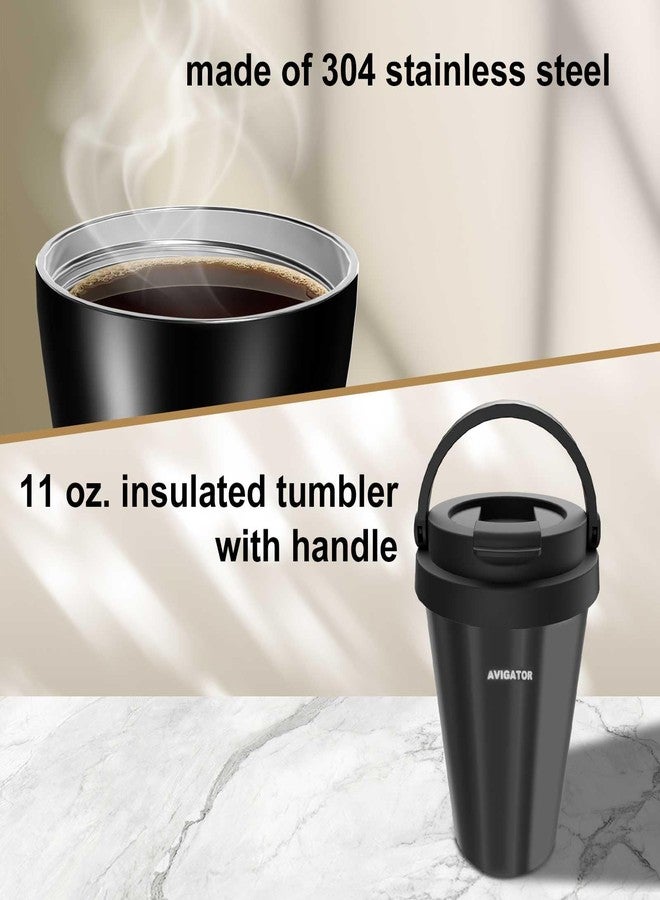 أفيجيتور ماكينة تحضير القهوة الفردية من أفيجيتور مع كوب قهوة للسفر سعة 11 أونصة، مصنوعة من الفولاذ المقاوم للصدأ، قوة تحضير قابلة للتعديل، فلتر دائم، لون أسود - Image 2