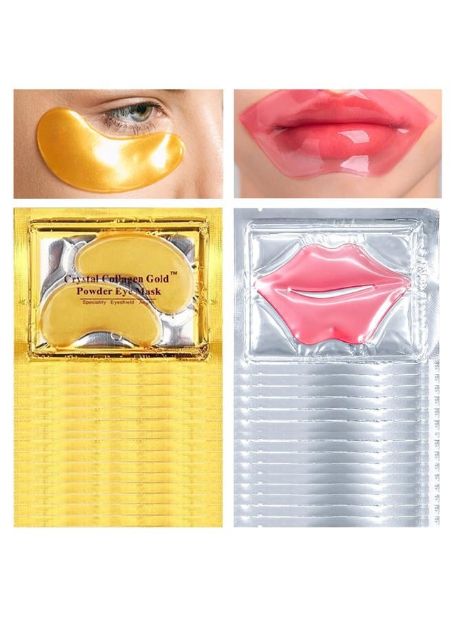 PERVALA 30PCS Lip Mask & Under Eye Mask, 24K Under Eye Patches for Puffy Eyes, Pink Lip Masks Skincare, Effectively Moisturizing the Lip & Eye Skin, Reducing Fine Lines & Dark Circle - Image 1