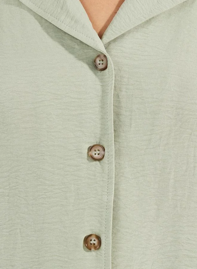 Styli Woven Notch Collared Shirt with Buttons