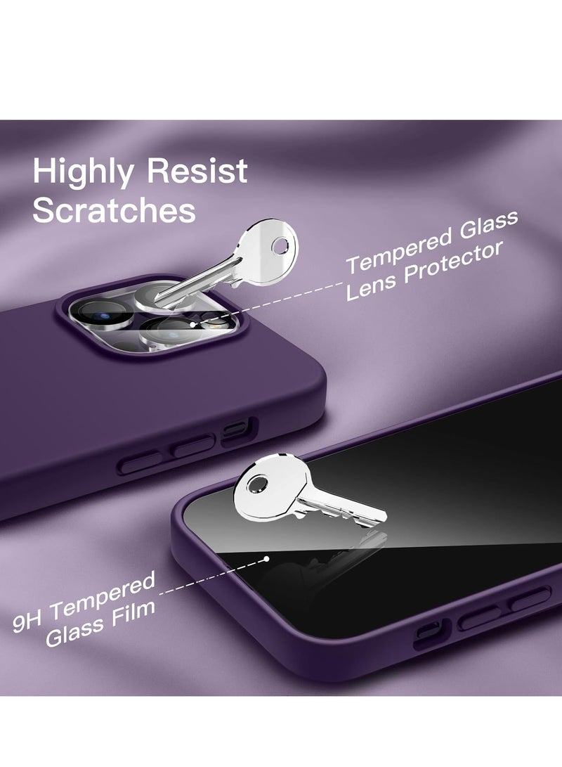 "5-in-1 Deep Purple Silicone Case for iPhone 14 Pro Max (6.7-Inch) – Includes 2 Screen Protectors and 2 Camera Lens Protectors" - Image 4