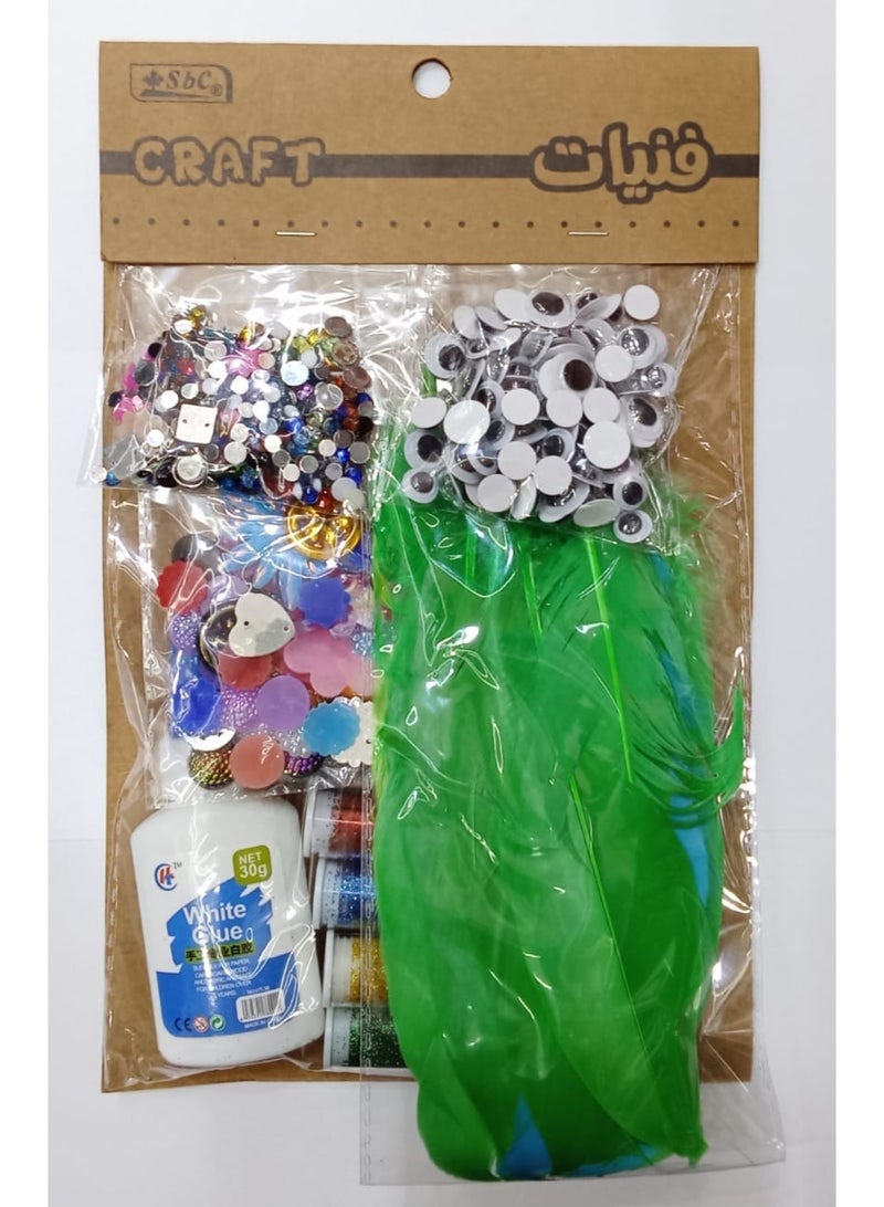 SBC CRAFT SET EYS+SEQUINS+FEATHER+GLUE
