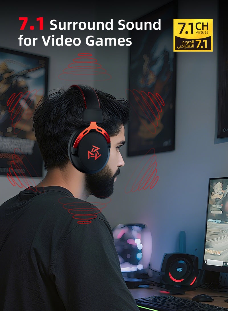 DuneVoyager C2 7.1 Surround Sound Wired Gaming Headset V-shape tuning, 253g,with computer software, with 7.1 split sound card, with ice silk memory foam earmuffs, with unidirectional noise reduction microphone for PC And PS4 And Xbox One Nintendo Switch - Image 4