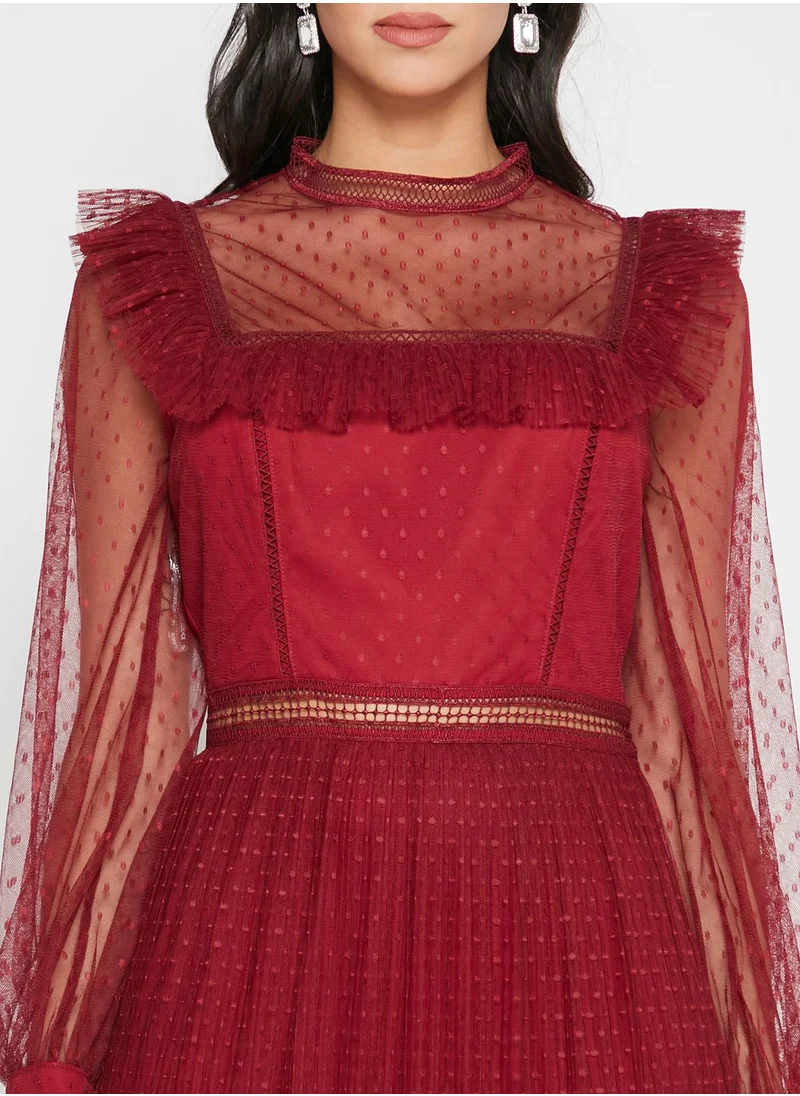 True Decadence Mesh Detail Tiered Hem Dress
