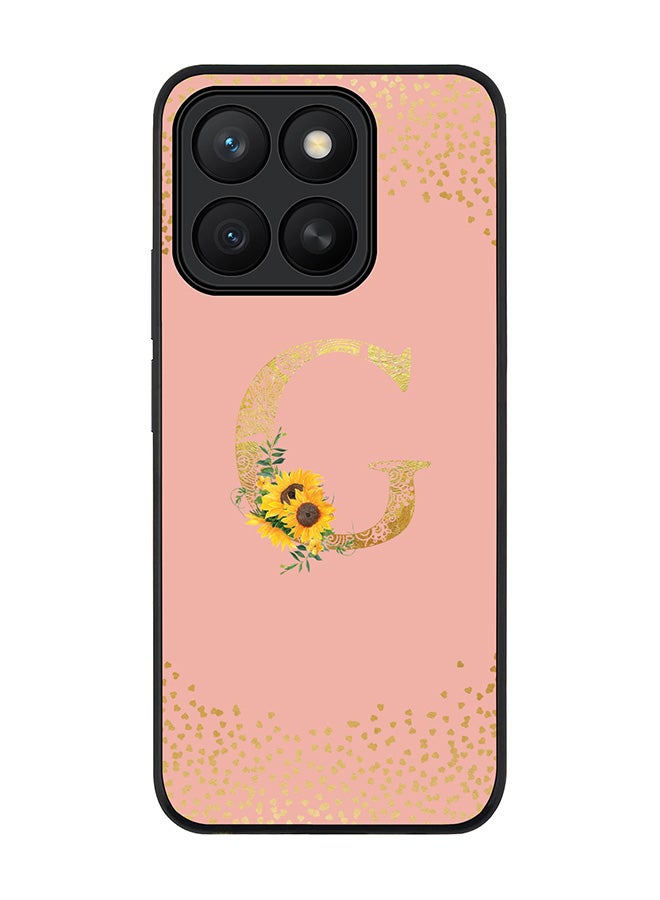 Stylizedd For Honor X8c Case,Slim fit Camera Protection, Shockproof Thin Phone cover  - Custom Floral Monogram - G  (Rose Pink )