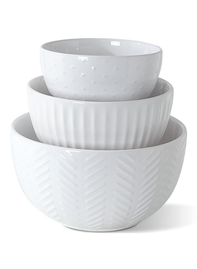 HAPPY KIT HAPPY KIT Ceramic Mixing Bowls Set, Nesting Bowls Set For Kitchen,Large 5/3/1.5 Quart Bowl Set of 3, Prep Serving Bowl for Baking and Mixing Salad,Oven, Microwave and Dishwasher Safe  - Image 1