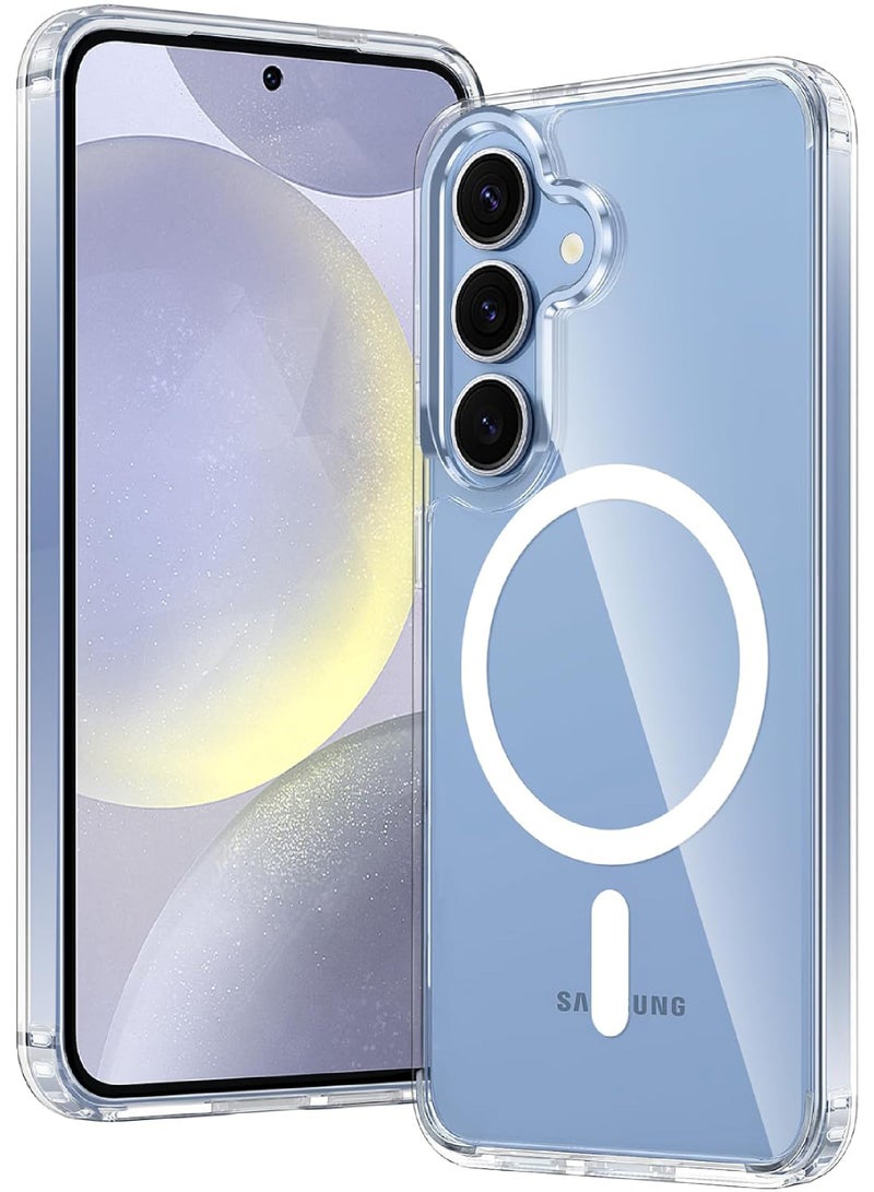 Rock Pow For Samsung Galaxy S25 Case Magnetic shock proof Grade Drop Protection Anti Yellowing Cell Phone Cover - Rugged Shockproof Protective Bumper Transparent Cases - Image 1