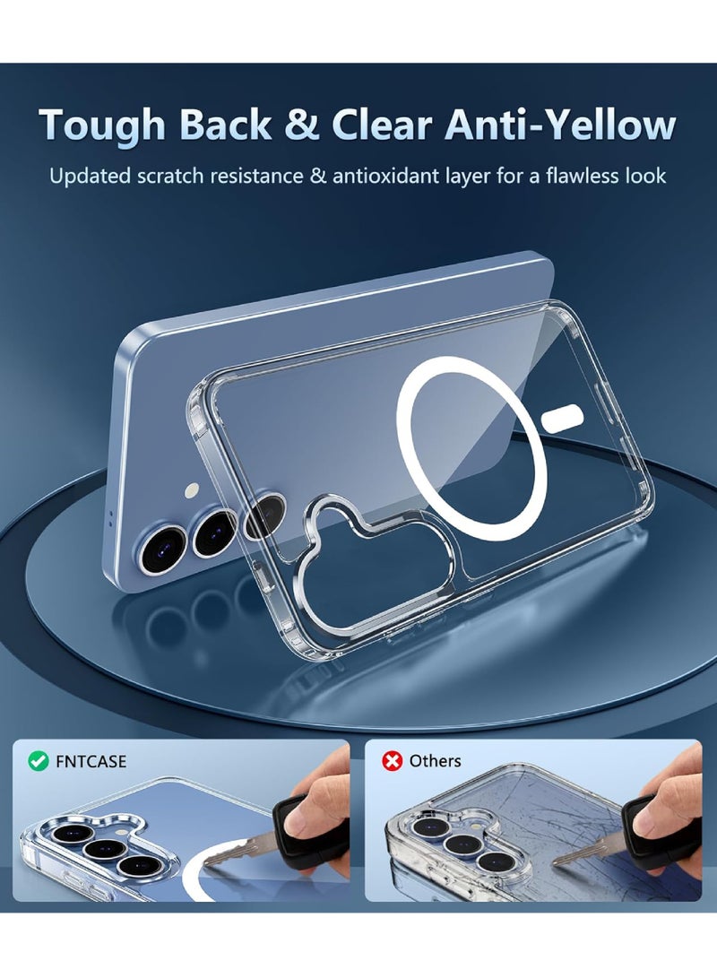 Rock Pow For Samsung Galaxy S25 Case Magnetic shock proof Grade Drop Protection Anti Yellowing Cell Phone Cover - Rugged Shockproof Protective Bumper Transparent Cases - Image 5