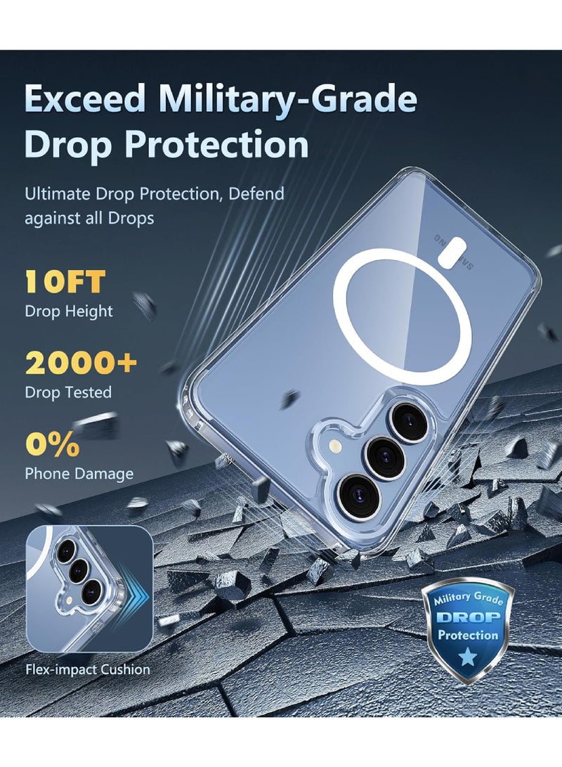 Rock Pow For Samsung Galaxy S25 Case Magnetic shock proof Grade Drop Protection Anti Yellowing Cell Phone Cover - Rugged Shockproof Protective Bumper Transparent Cases - Image 4