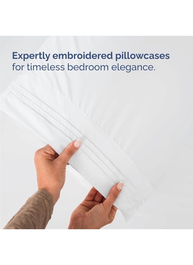 King Size 4 Piece Sheet Set - Comfy Breathable & Cooling Sheets - Hotel Luxury Bed Sheets for Women & Men - Deep Pockets, Easy-Fit, Extra Soft & Wrinkle Free Sheets - White Oeko-Tex Bed Sheet Set