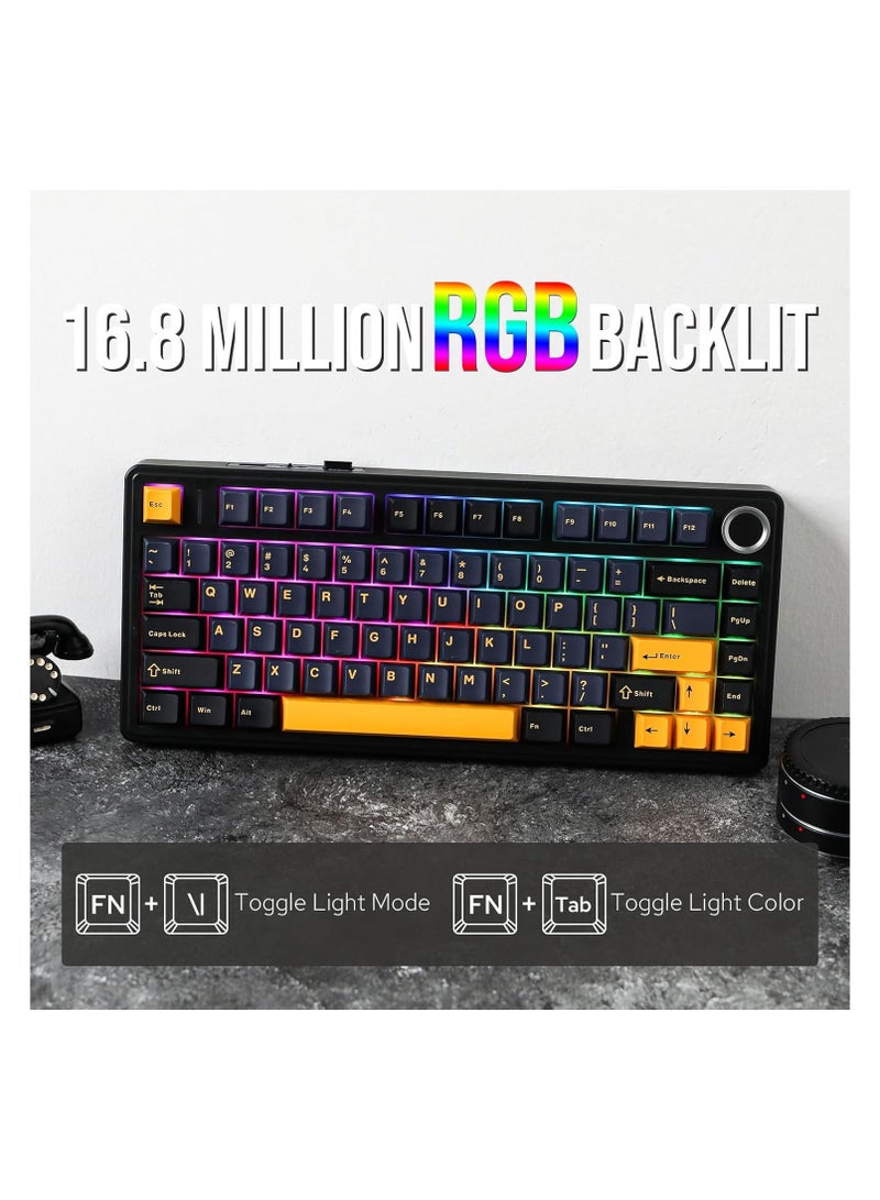 AULA F75 75% Wireless Mechanical Gaming Keyboard – Gasket Hot-Swappable, Pre-Lubed Graywood V3 Switches, RGB Backlit, 2.4GHz / Type-C / Bluetooth 5.0, Cool Black - Image 5