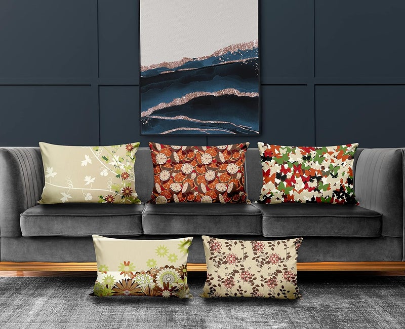 Ultimate Trends Polyester Digital Modern Printed Pillow Cover 12x18 Set of 5 Multi Color UTCS1031