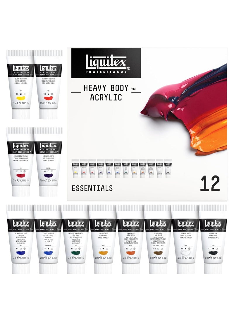 Liquitex - Liquitex Professional Heavy Body Acrylic Paint Set 12X22Ml, Assorted - Image 1