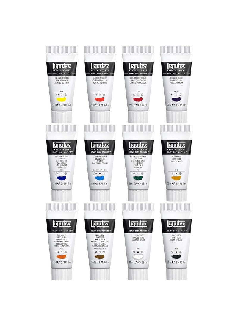 Liquitex - Liquitex Professional Heavy Body Acrylic Paint Set 12X22Ml, Assorted - Image 1