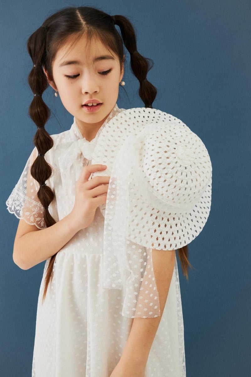Perendi Girl's Dress with Hat and Stewardess Collar Detail  - Image 5