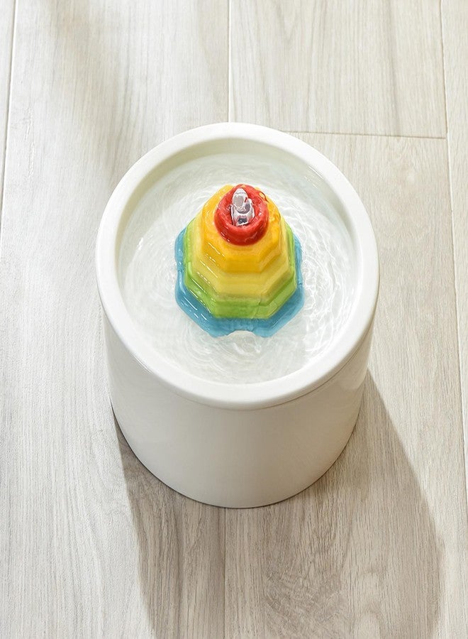 نافورة مياه سيراميك للقطط، موزع مياه على شكل برج بألوان قوس قزح، سعة 1.5 لتر/50.73 أونصة، موزع مياه للكلاب، نافورة مياه للقطط، مضخة هادئة للغاية للاستخدام الداخلي، زجاجة مياه دائرية للحيوانات الأليفة - Image 5