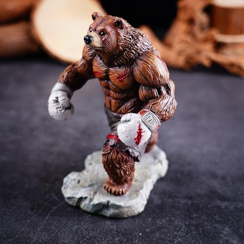 Coniuty Bear Statue, Resin Abstract Animal Boxing Sculpture for Home and Office Decor, on Table, Shelf, Cabinet and Window Stand (Grizzly Bear) - Image 5