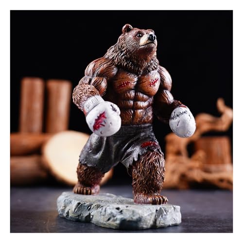 Coniuty Bear Statue, Resin Abstract Animal Boxing Sculpture for Home and Office Decor, on Table, Shelf, Cabinet and Window Stand (Grizzly Bear) - Image 1
