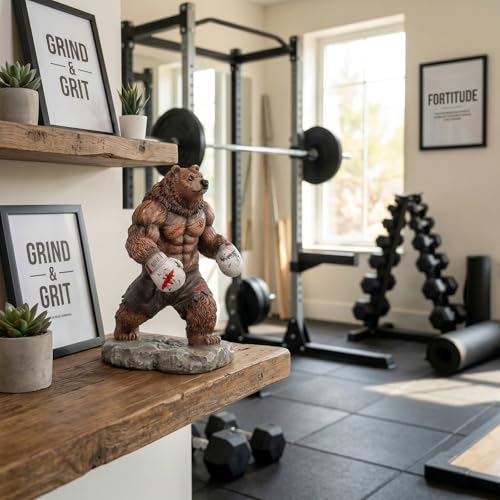 Coniuty Bear Statue, Resin Abstract Animal Boxing Sculpture for Home and Office Decor, on Table, Shelf, Cabinet and Window Stand (Grizzly Bear) - Image 3
