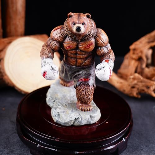 Coniuty Bear Statue, Resin Abstract Animal Boxing Sculpture for Home and Office Decor, on Table, Shelf, Cabinet and Window Stand (Grizzly Bear) - Image 4